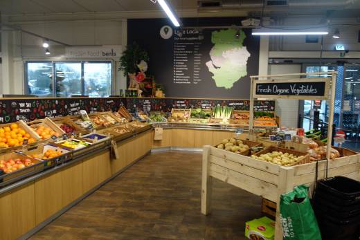 Vegetables in the Food Hall at Bents Garden Centre