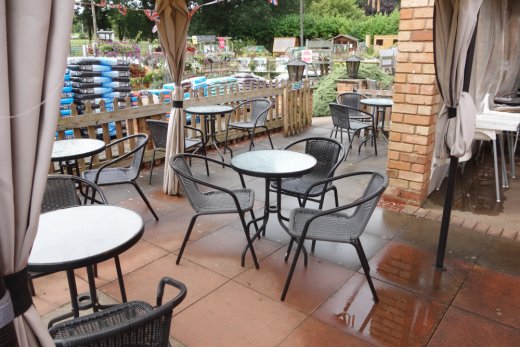 Outdoor cafe seating at Littlehurst Garden Centre