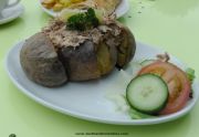 Baked potato with tuna filling