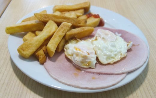 Dobbies ham egg and chips