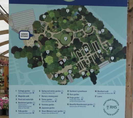 Map of display gardens at Bridgemere Garden Centre