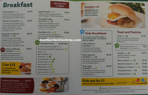 Breakfast Menu at Dobbies Royston