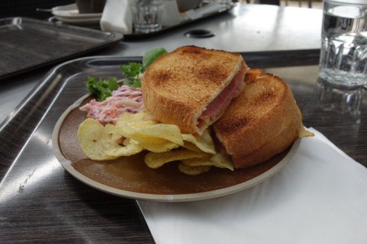 Cheese and ham toastie, Flowerland Iver