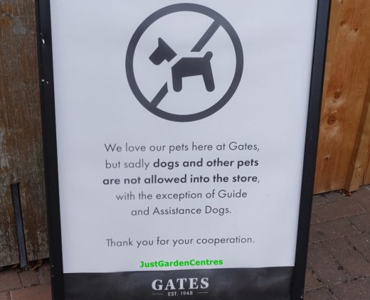 Dogs not allowed at any Gates Garden Centre