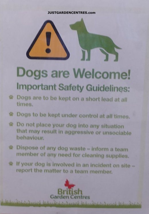 Dog friendly notice at Gloucester Garden Centre