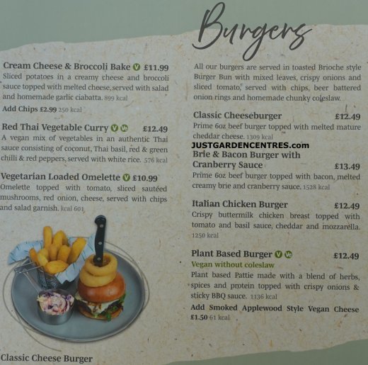 Burger Menu at Gloucester Garden Centre