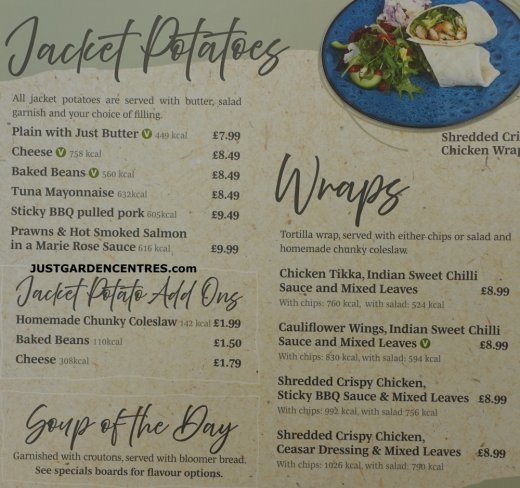 Jackets and Wraps menu at Gloucester Garden Centre
