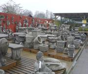Stoneware pots and statues