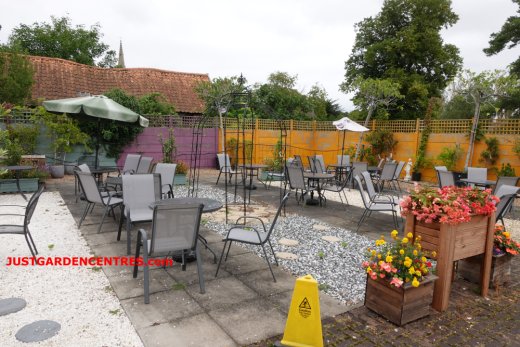 Outdoor seating at Podington Garden Centre