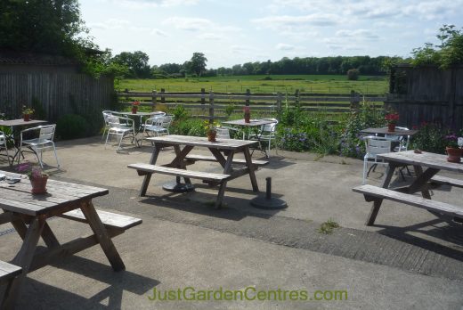 Outdoor seating area at the Rowan Garden Centre cafe