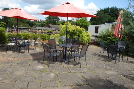 Outside seating at Potting Shed cafe