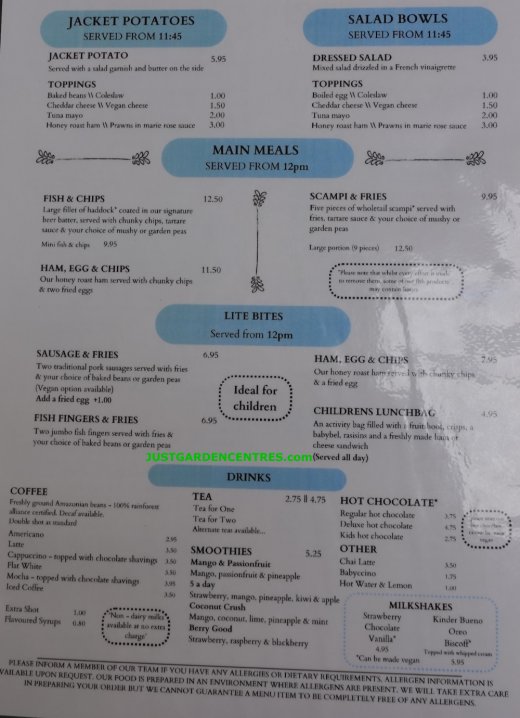 Menu 2 at Sapcote Garden Centre
