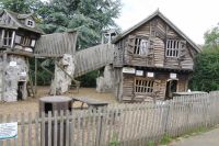 Amusing buildings in kids playground