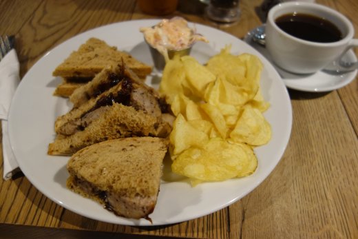 Sausage sandwich at Stamford Garden Centre cafe