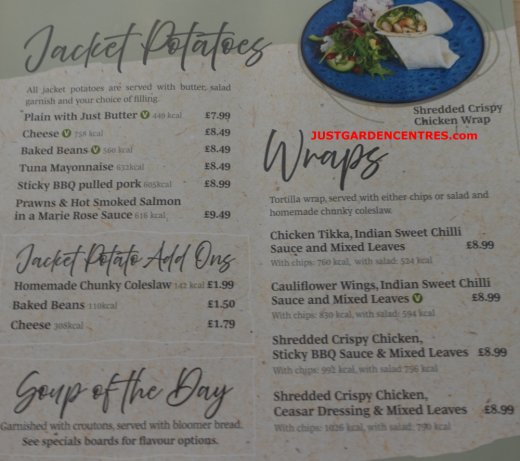 Jackets and Wraps menu at Rugby Garden Centre