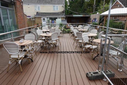 Outdoor seating at the Worlds End Garden Centre cafe